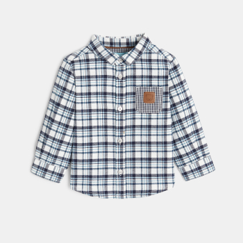 قميص مربعات دافئ، أزرق،...